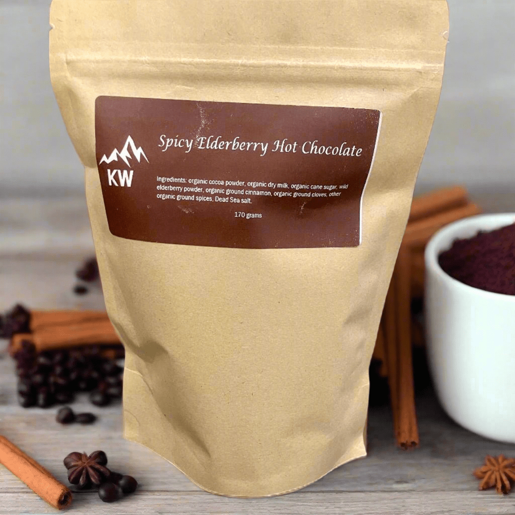 Spicy Organic Elderberry Hot Chocolate - 250 grams - Kootenay Woman